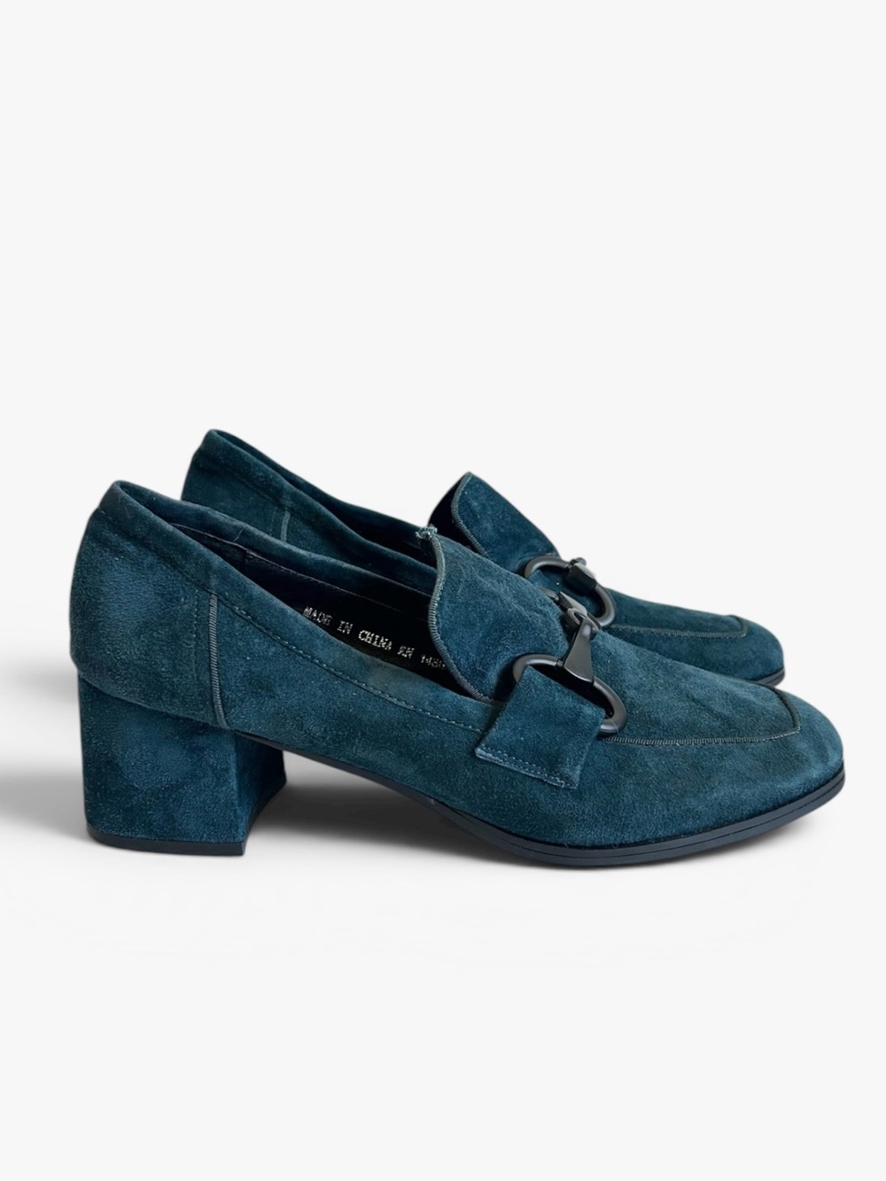 Bibi Lou Anthropologie Blue Suede Heeled Loafer Size 39 As Is